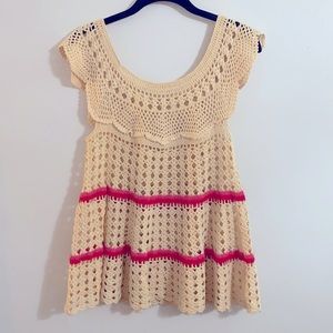 Crocheted tunic sweater top